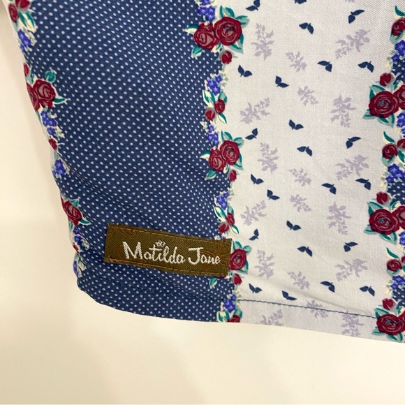 Matilda Jane Blue & Pink Floral Peasant Top Women’s US S Balloon Sleeve Boho - Picture 4 of 14